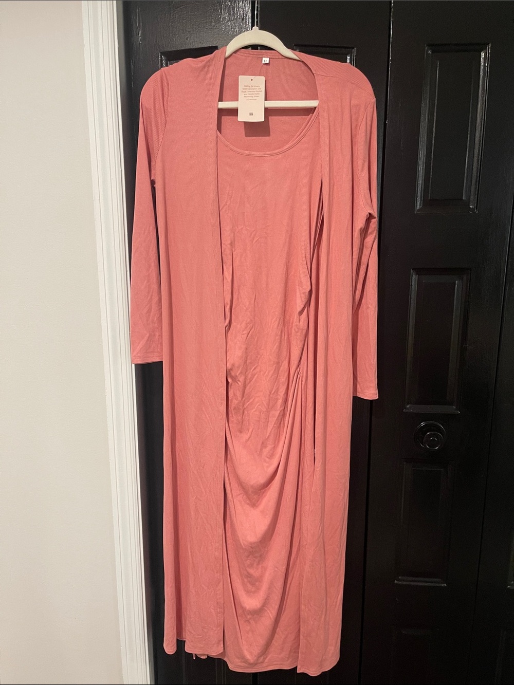 2 piece Women's Long Open-Front cardigan and Dress - maternity